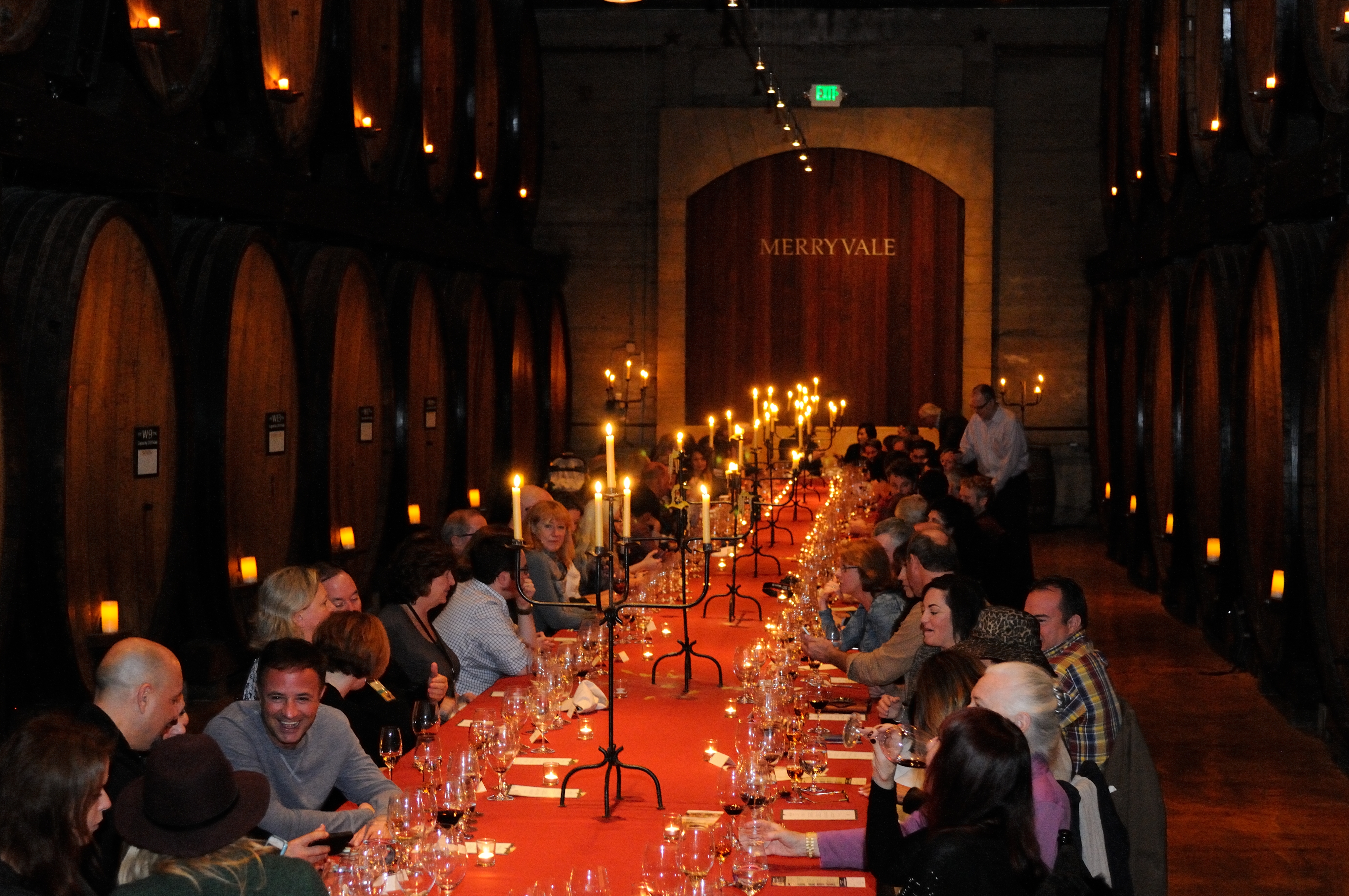 Guests dine by candlelight in Merryvale's Cask Room Truffle Lunch at Merryvale 
