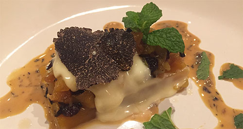 'Mincemeat and Squash' Cremaux des Augustins, Black Truffle Cream and Menthe