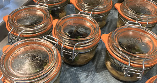 Giant Tarbais Beans with Black Truffle and German Butterball Mousseline Cooked in Mason Jars