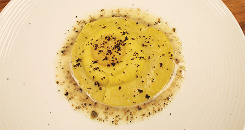Ravioli with 'Sunny Side Up Egg' with Farm Egg and Truffle Butter